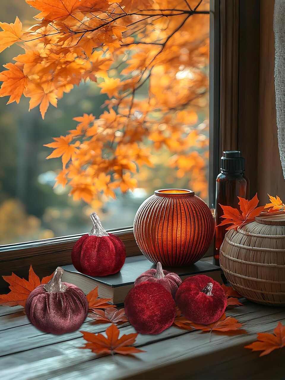 12pcs Fall Pumpkins Decor Set,Artificial Mini Pumpkins for Decorating